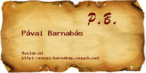 Pávai Barnabás névjegykártya